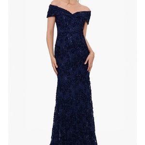 Xscape Mother of the Bride navy gown.